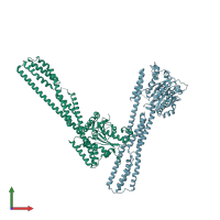 PDB entry 7e58 coloured by chain, front view.