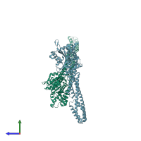 PDB entry 7e58 coloured by chain, side view.