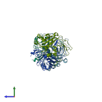 PDB entry 7e5n coloured by chain, side view.