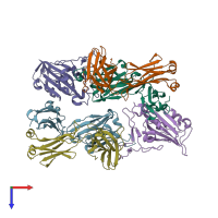 PDB entry 7e7y coloured by chain, top view.