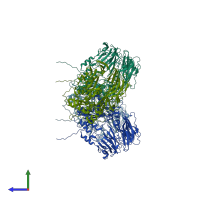 PDB entry 7e89 coloured by chain, side view.