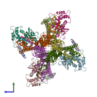 PDB entry 7e8e coloured by chain, side view.
