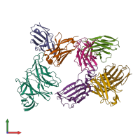 PDB entry 7e8f coloured by chain, front view.