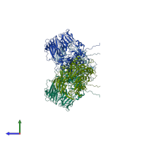 PDB entry 7e8g coloured by chain, side view.