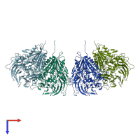 PDB entry 7e8g coloured by chain, top view.