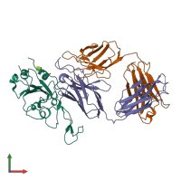 PDB entry 7e9p coloured by chain, front view.