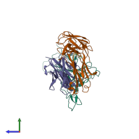 PDB entry 7e9p coloured by chain, side view.