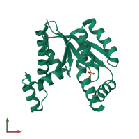 PDB entry 7e9v coloured by chain, front view.