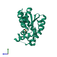 PDB entry 7e9v coloured by chain, side view.