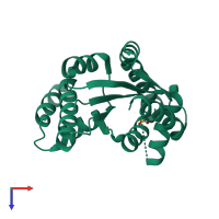 PDB entry 7e9v coloured by chain, top view.