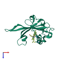 PDB entry 7ead coloured by chain, top view.
