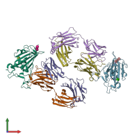 PDB entry 7eam coloured by chain, front view.