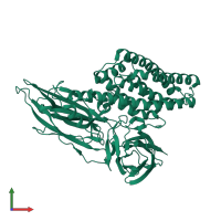 PDB entry 7ear coloured by chain, front view.