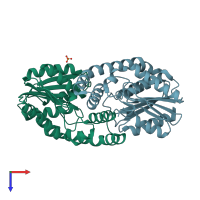 PDB entry 7ebo coloured by chain, top view.