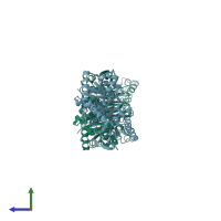 PDB entry 7ec1 coloured by chain, side view.