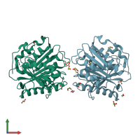 PDB entry 7ec8 coloured by chain, front view.