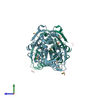 PDB entry 7ec8 coloured by chain, side view.