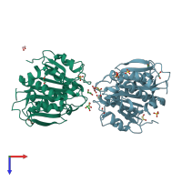 PDB entry 7ec8 coloured by chain, top view.