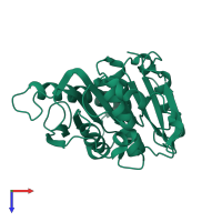 PDB entry 7ecb coloured by chain, top view.