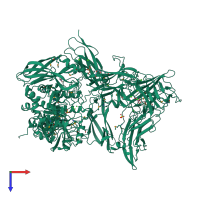 PDB entry 7edd coloured by chain, top view.