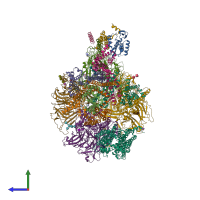 PDB entry 7eeb coloured by chain, side view.