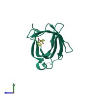 PDB entry 7efc coloured by chain, side view.