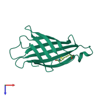 PDB entry 7efc coloured by chain, top view.