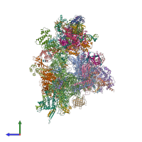 PDB entry 7ega coloured by chain, side view.