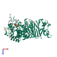 PDB 7ehh coloured by chain and viewed from the top.