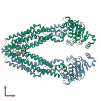 PDB entry 7ehl coloured by chain, front view.