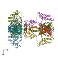 PDB entry 7ej2 coloured by chain, top view.