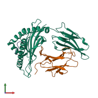 PDB entry 7ejl coloured by chain, front view.