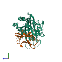 PDB entry 7ejl coloured by chain, side view.