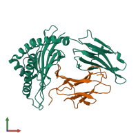PDB entry 7ejm coloured by chain, front view.