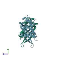 PDB entry 7ejs coloured by chain, side view.