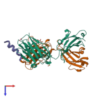 PDB entry 7ekb coloured by chain, top view.