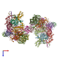 PDB entry 7eln coloured by chain, top view.