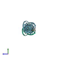 PDB entry 7elr coloured by chain, side view.