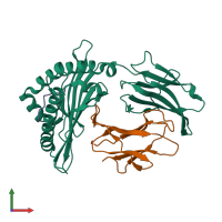 PDB entry 7ema coloured by chain, front view.