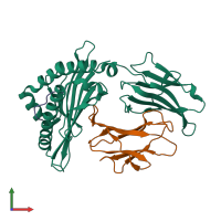 PDB entry 7emb coloured by chain, front view.