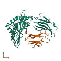 PDB entry 7emd coloured by chain, front view.