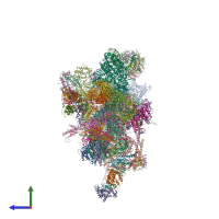 PDB entry 7ena coloured by chain, side view.