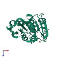 PDB entry 7eoa coloured by chain, top view.
