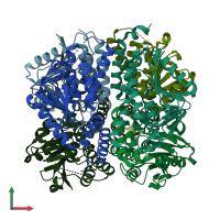 PDB entry 7eum coloured by chain, front view.
