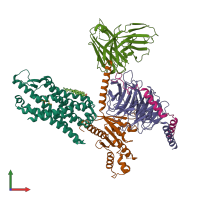 PDB entry 7euo coloured by chain, front view.