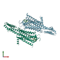 PDB entry 7ezc coloured by chain, front view.