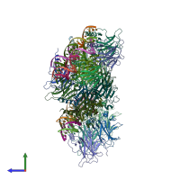 PDB entry 7ezj coloured by chain, side view.