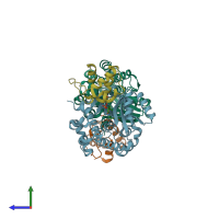 PDB entry 7f2r coloured by chain, side view.