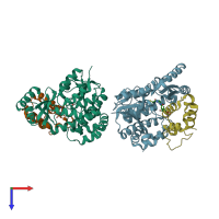 PDB entry 7f2r coloured by chain, top view.