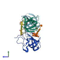 PDB entry 7f3i coloured by chain, side view.